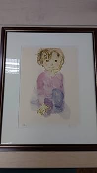 Amazon.co.jp: いわさきちひろ リトグラフ版画 『立てひざの少年